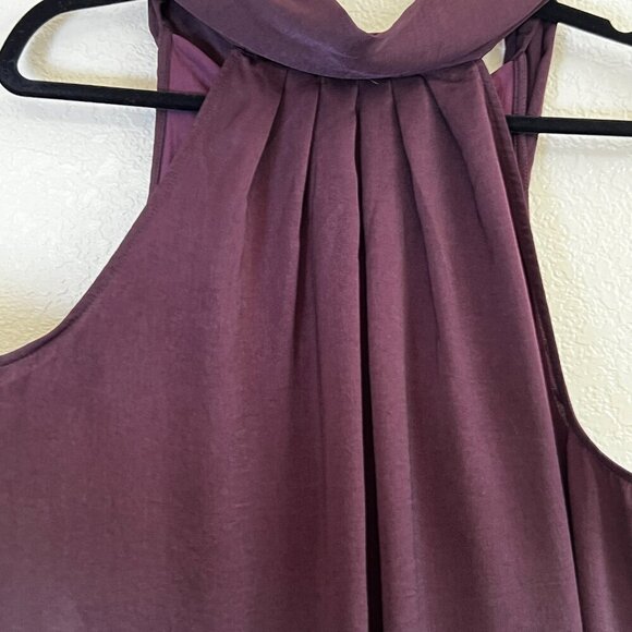 Banana Republic Saba Bow-Neck Sleeveless Blouse Top Dark Plum Size Large - Picture 2 of 8